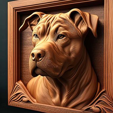 3D model American Staffordshire Terrier dog (STL)